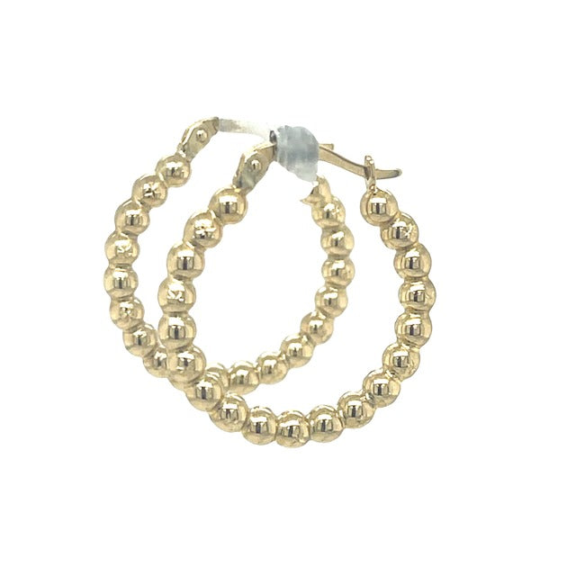 Jasper Ball Bead Hoop Earrings in Shiny Gold main image 0