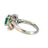 Emerald & Diamond Cluster Ring in Platinum