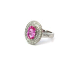 Pink Sapphire Diamond 3-tier Oval Cluster