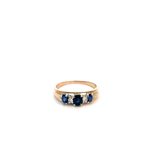 Vintage Sapphire Diamond Ring in 9ct Yellow Gold