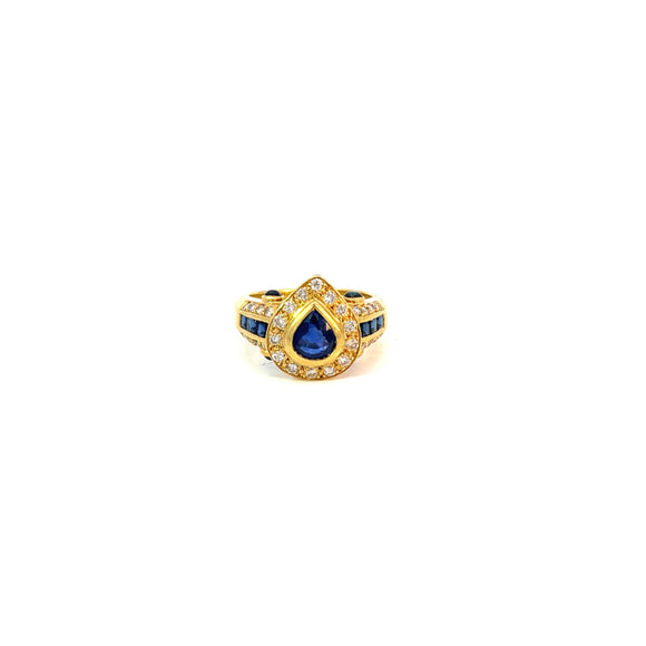 Modern Sapphire Diamond Cluster Ring