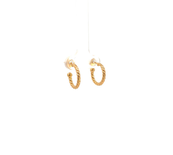Twist Huggie Earrings In 9ct Yellow Gold
