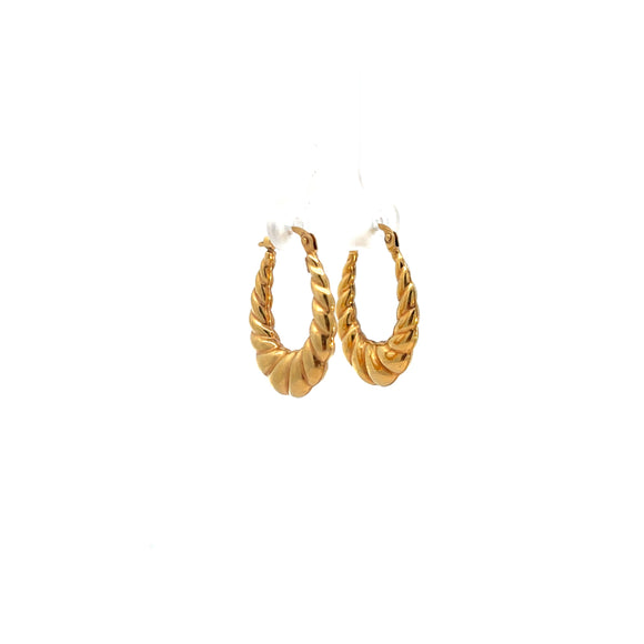 Twist Oval Hoop Earrings in 9ct Yellow Gold 25mm