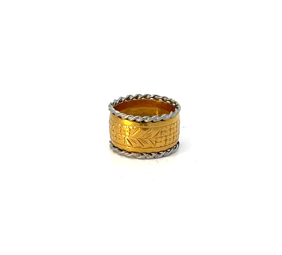 18ct Gold Wide Engraved Band
