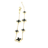 Onyx Clover Bracelet in 9ct Yellow Gold