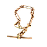 Antique Fetter Link Twist Fob  Bracelet in 9ct Rose Gold
