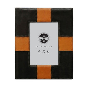 Leather Photo Frame in Black and Tan