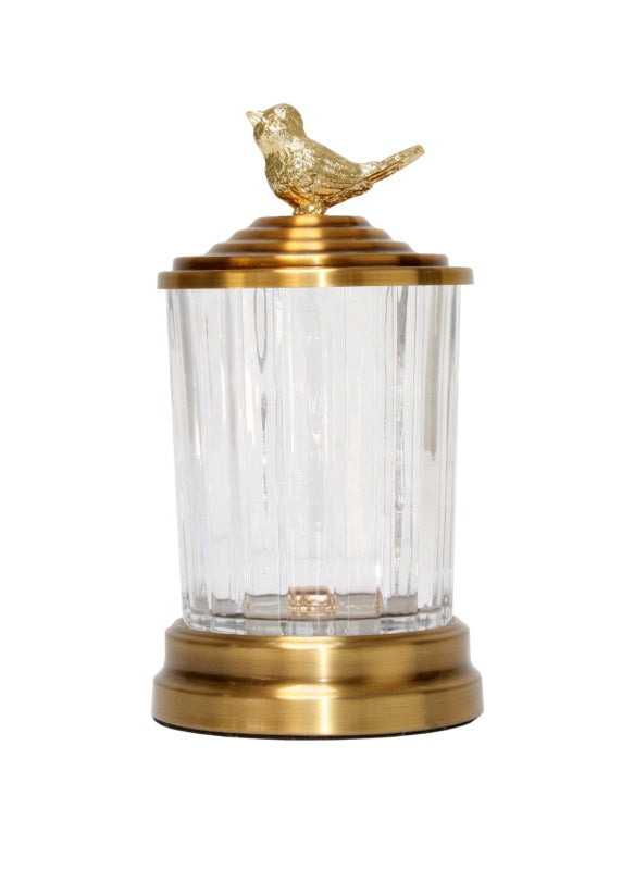 Gold Bird Glass Jar Jems of Remuera
