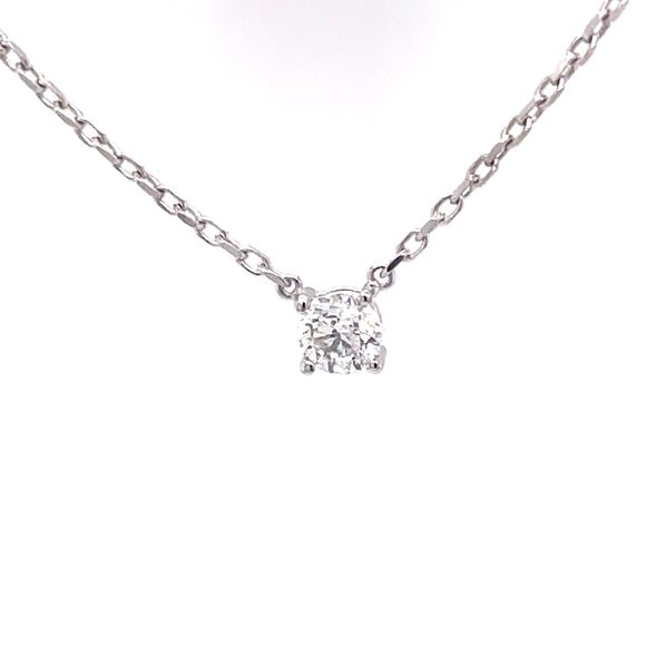 Diamond Solitaire Necklace in 9ct White Gold