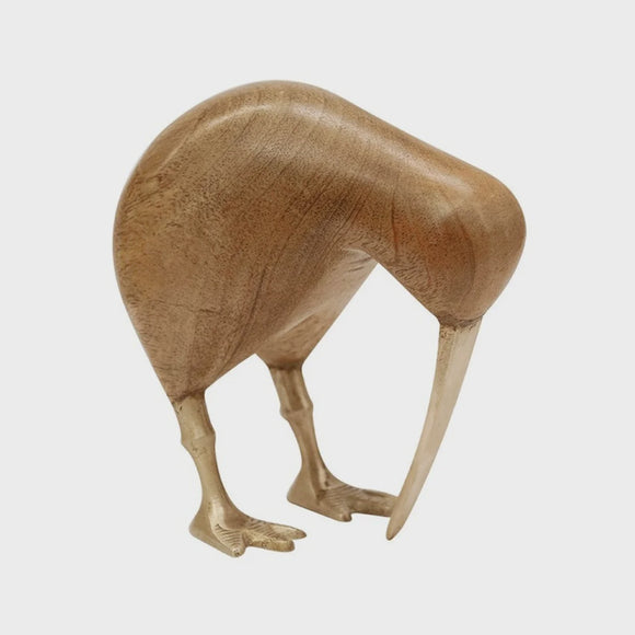 Wooden Kiwi with Brass Legs and Beak