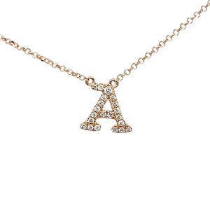 Diamond Initial Necklace 'A' in 18ct Rose Gold