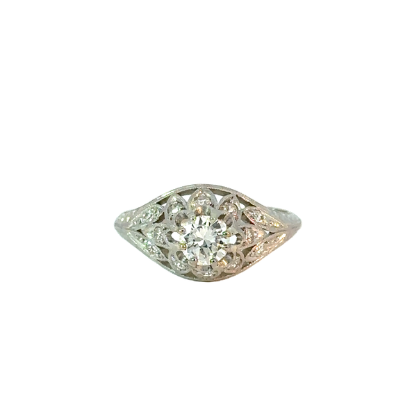 Antique Diamond Pinky Ring in Platinum