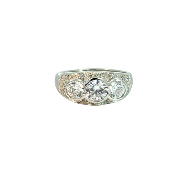 Three Stone Cubic Zirconia Sterling Silver Ring