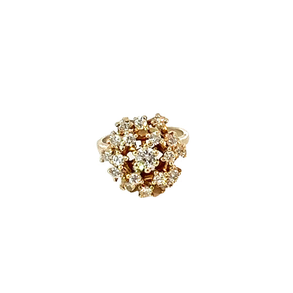 Diamond Cluster Ring In 14ct Yellow Gold