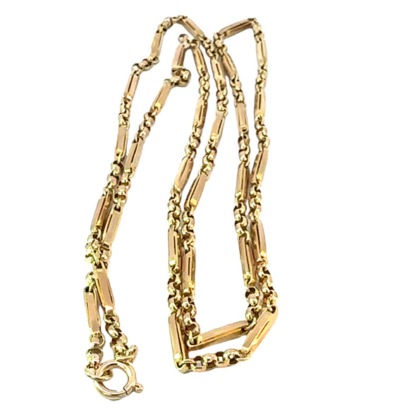 Antique Faceted Belcher Muff Chain in 9ct Yellow Gold