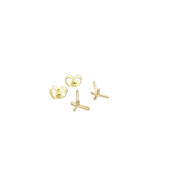 Small Cross Stud Earrings in 9ct Yellow gold