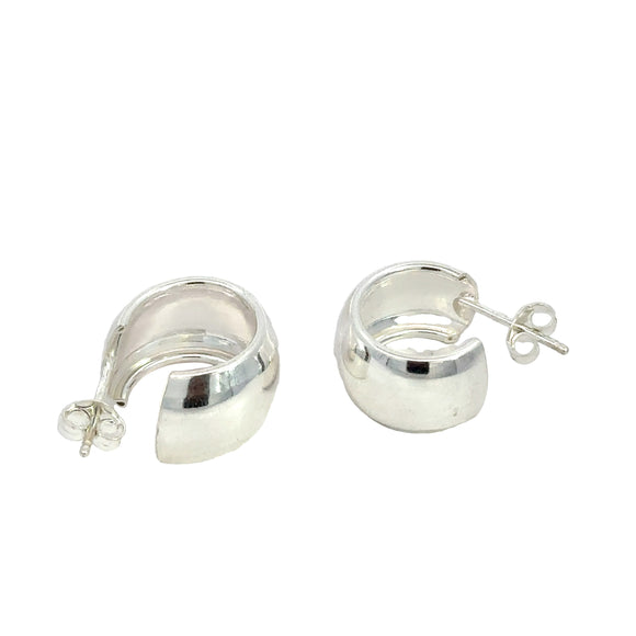 Wide Curved Earring in Sterling Silver