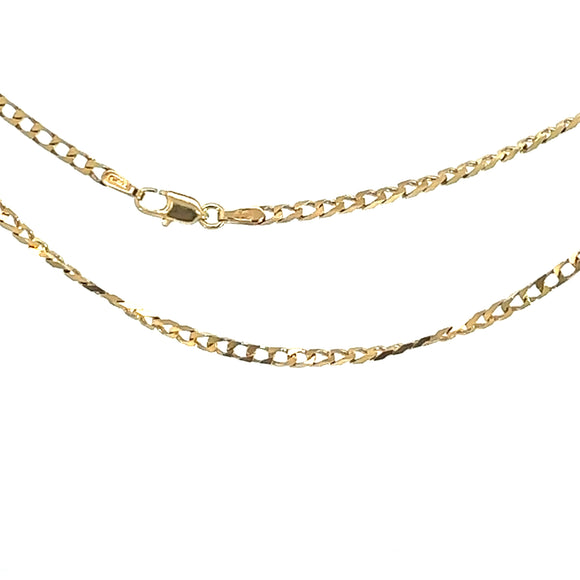 Flat Curb Link Chain Necklace in 9ct Yellow Gold - 50cm