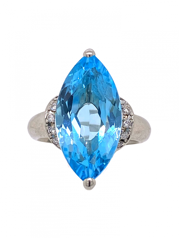 Marquise Cut Blue Topaz Diamond Ring
