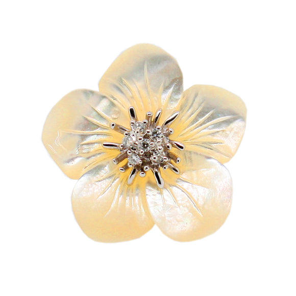 Mother of Pearl Diamond Flower Ring
