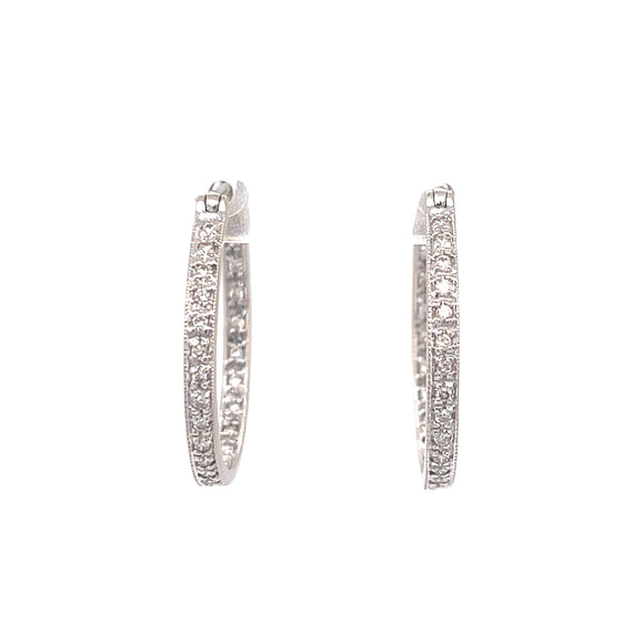18ct White Gold and Diamond Hoops