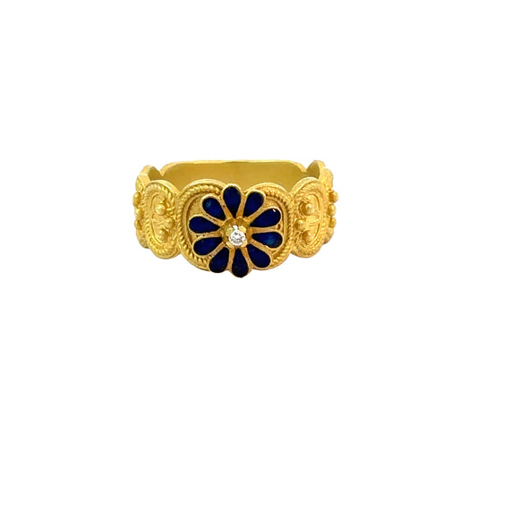 Di Losa Diamond Enamelled Etruscan Style Ring