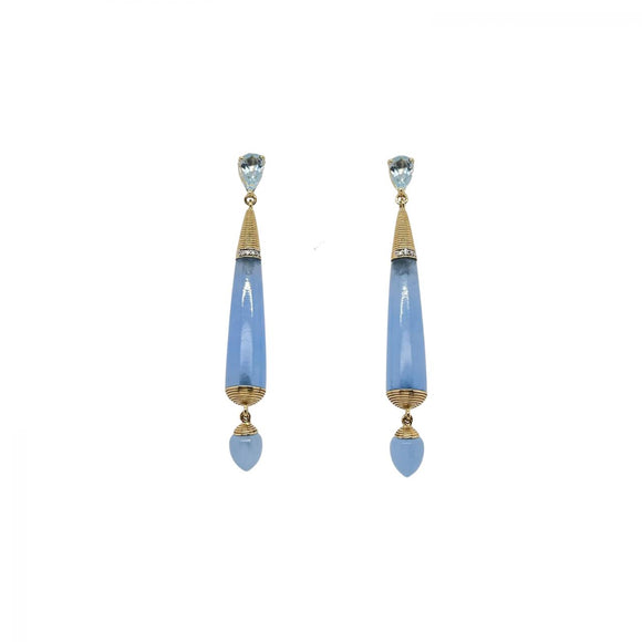 Blue Jadeite Blue Topaz Diamond Drop Earrings