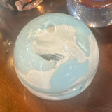 Glass Paperweight - White and Blue Swirls