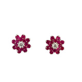 Ruby Diamond Star Stud Earrings