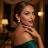 Ruby and Diamond Halo Earrings