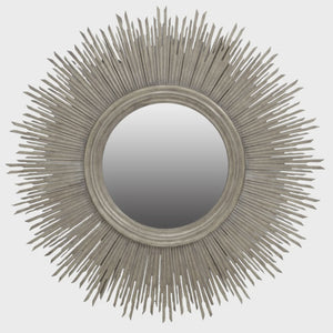 Round Mahogany Sun Mirror with Silver Leaf