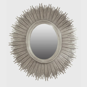 Oval Mahogany Sun Mirror with Silver Leaf