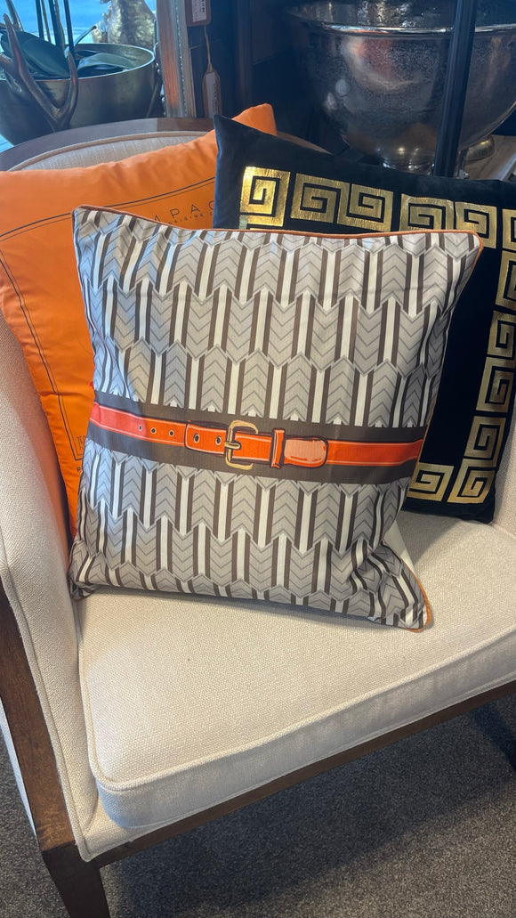 Hermes Inspired Satin Cushion