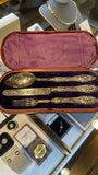 Antique Sterling Silver Three Piece Boxed Christening Set