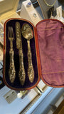 Antique Sterling Silver Three Piece Boxed Christening Set