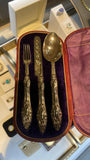 Antique Sterling Silver Three Piece Boxed Christening Set