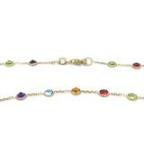 Multi Coloured Gemstone Necklace 60cm in 14ct Yellow Gold