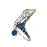 French 'Eagle Head' Diamond Sapphire Ring