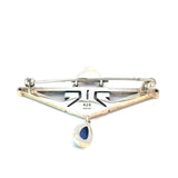 Lapis  Lazuli  Art Deco Brooch in Sterling Silver