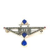 Lapis  Lazuli  Art Deco Brooch in Sterling Silver