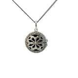 Floral Locket Necklace in Sterling Silver