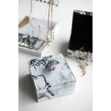 Glass Marbled Unisex Jewellery Box - White