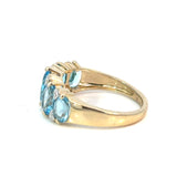 Blue Topaz and Diamond Bridge Ring in 9ct Gold