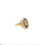 Smoky Quartz and Diamond Ring in 9ct Gold