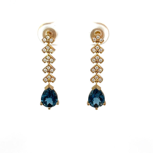 London Blue Topaz Diamond Drop Earrings