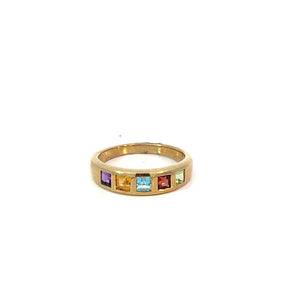 Multi Gemstone Square Cut Band