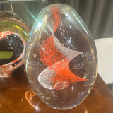 Glass Paperweight - Orange and White Swirl