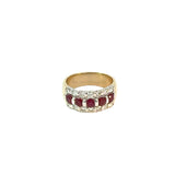 Ruby and Diamond 3 Row Stack Ring in 9ct Gold