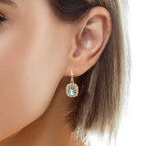 Blue Topaz and Seed Pearl Earrings in 9ct Gold