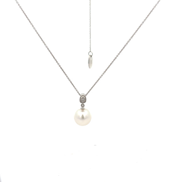 South Sea Pearl Diamond Enhancer Pendant  In Sterling Silver
